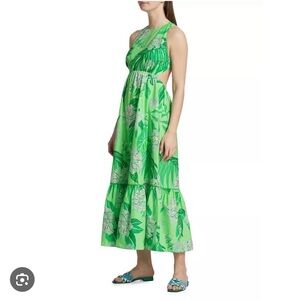 FARM Rio Vibrant Green Floral Maxi Dress